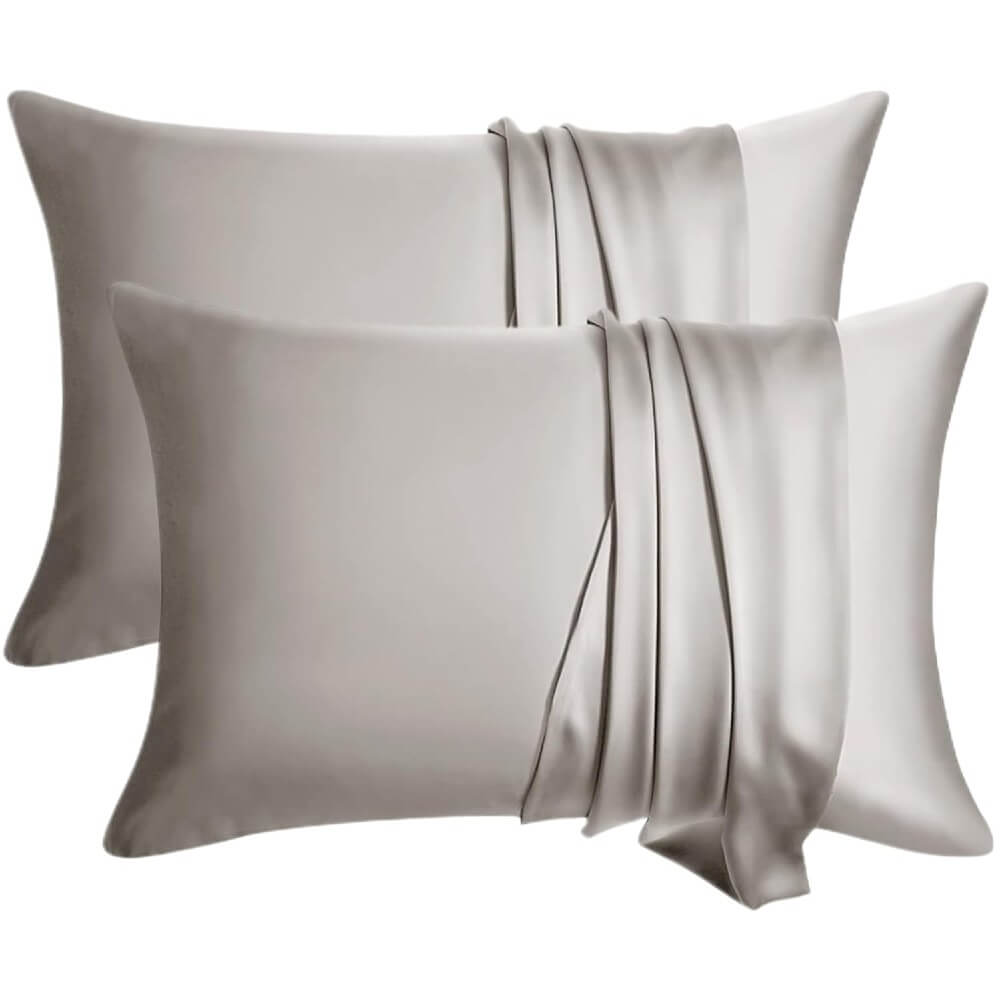2 Pack Silk Pillowcase for Hair and Skin 100% Mulberry Silk Pillow Case 22 Momme 6A Grade with Hidden Zipper - Dark Grey