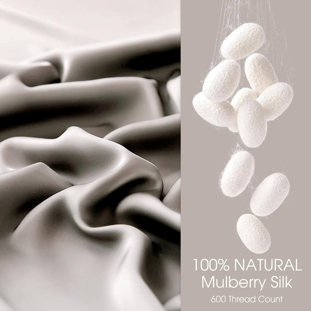 2 Pack Silk Pillowcase for Hair and Skin 100% Mulberry Silk Pillow Case 22 Momme 6A Grade with Hidden Zipper - Dark Grey