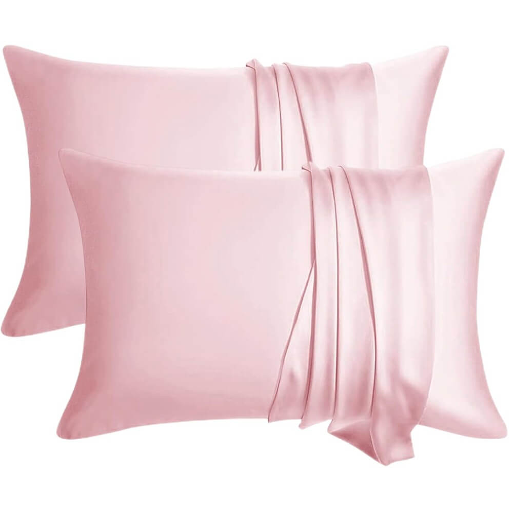 2 Pack Silk Pillowcase for Hair and Skin 100% Mulberry Silk Pillow Case 22 Momme 6A Grade with Hidden Zipper - Pink