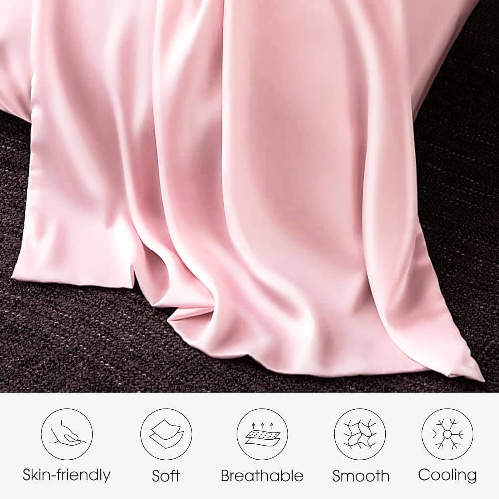 2 Pack Silk Pillowcase for Hair and Skin 100% Mulberry Silk Pillow Case 22 Momme 6A Grade with Hidden Zipper - Pink