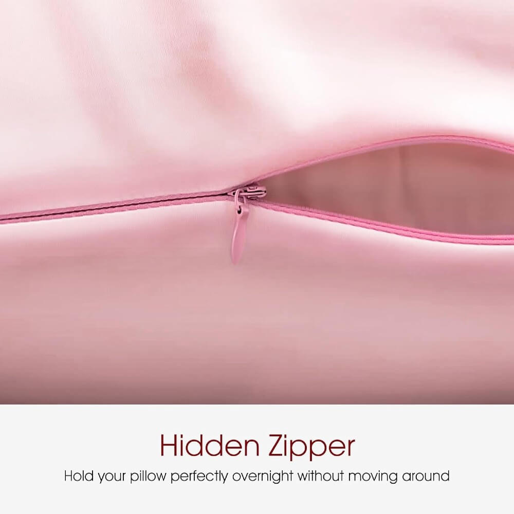 2 Pack Silk Pillowcase for Hair and Skin 100% Mulberry Silk Pillow Case 22 Momme 6A Grade with Hidden Zipper - Pink