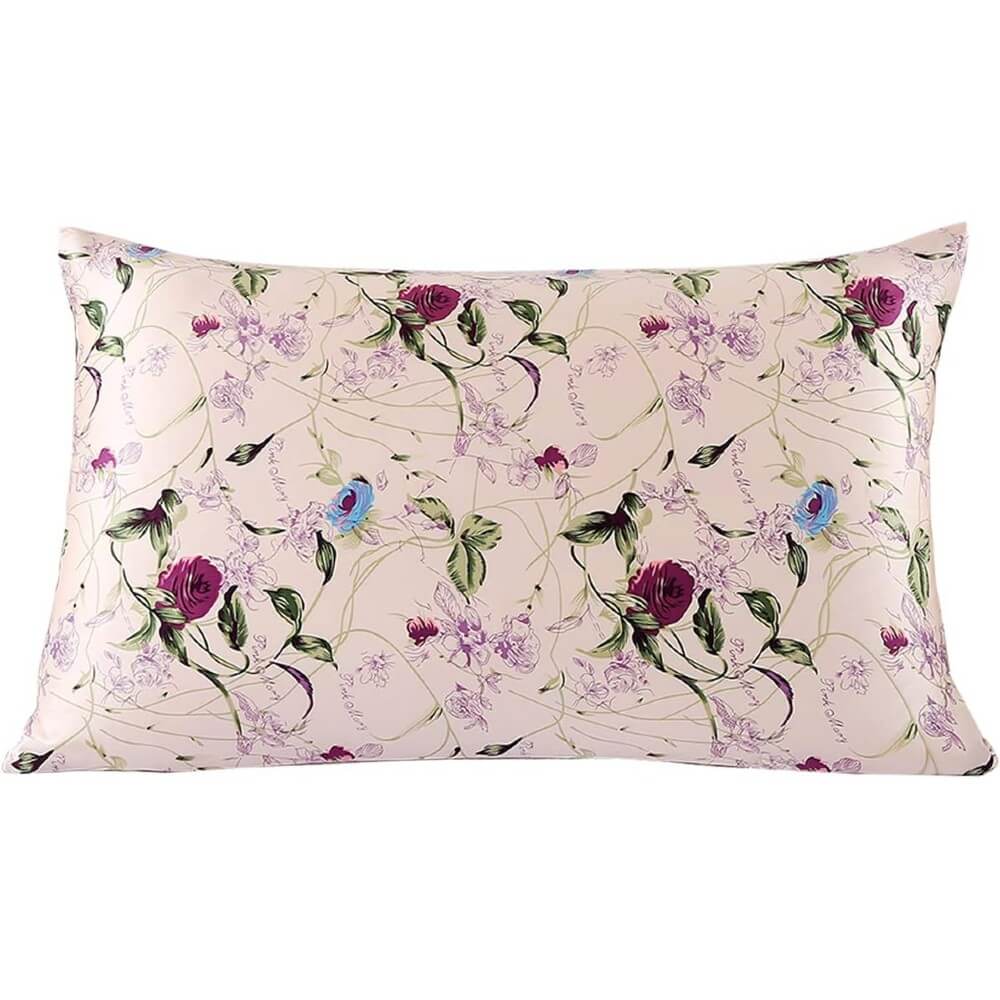 100% Mulberry Silk Pillowcase for Hair and Skin Natural Silk Pillow Cover Hidden Zipper Design with Floral Prints