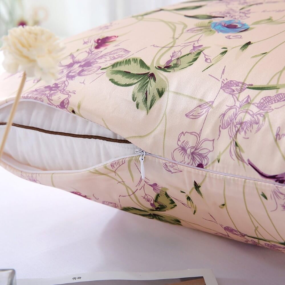 100% Mulberry Silk Pillowcase for Hair and Skin Natural Silk Pillow Cover Hidden Zipper Design with Floral Prints