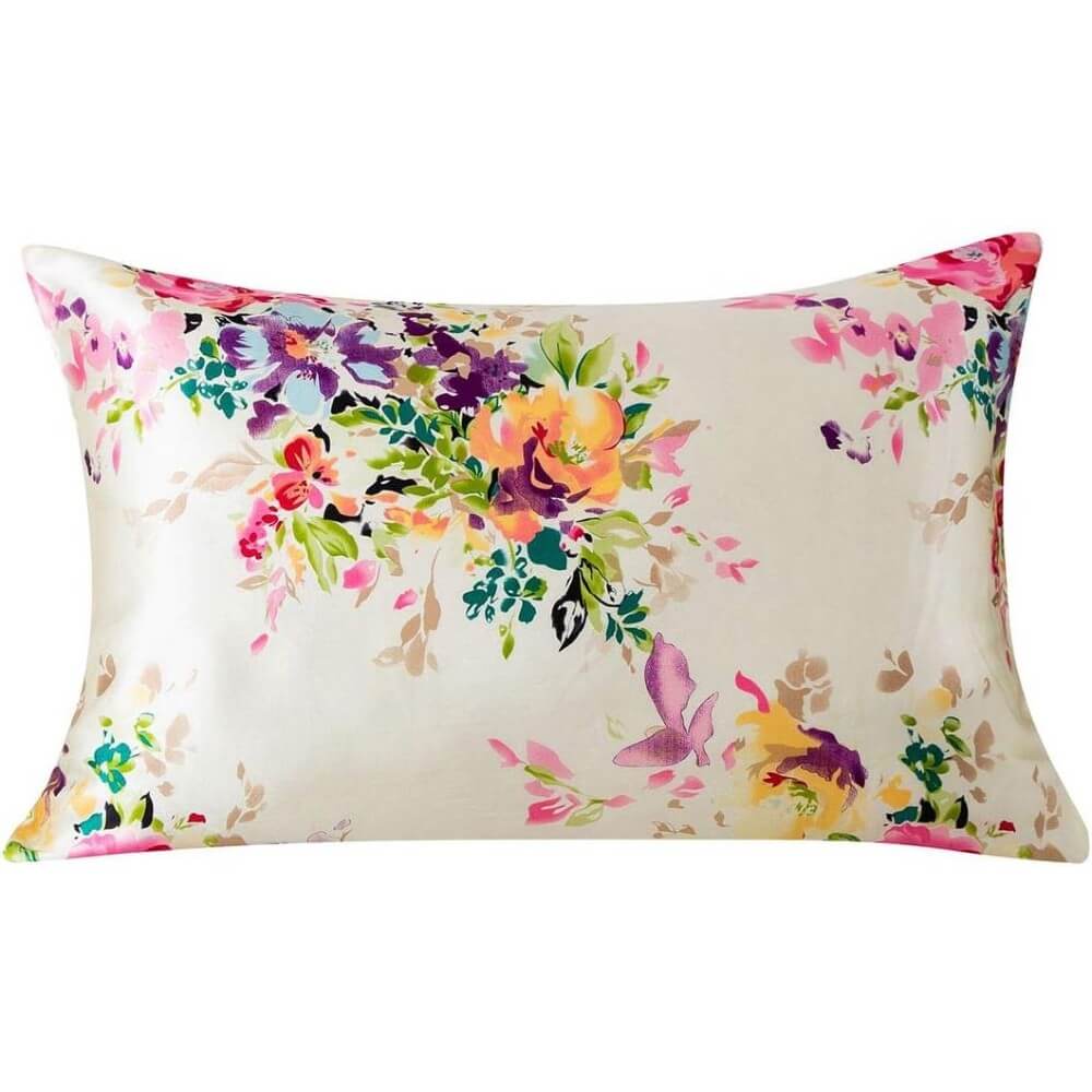 100% Mulberry Silk Pillowcase for Hair and Skin Natural Silk Pillow Cover Hidden Zipper Design with Floral Prints