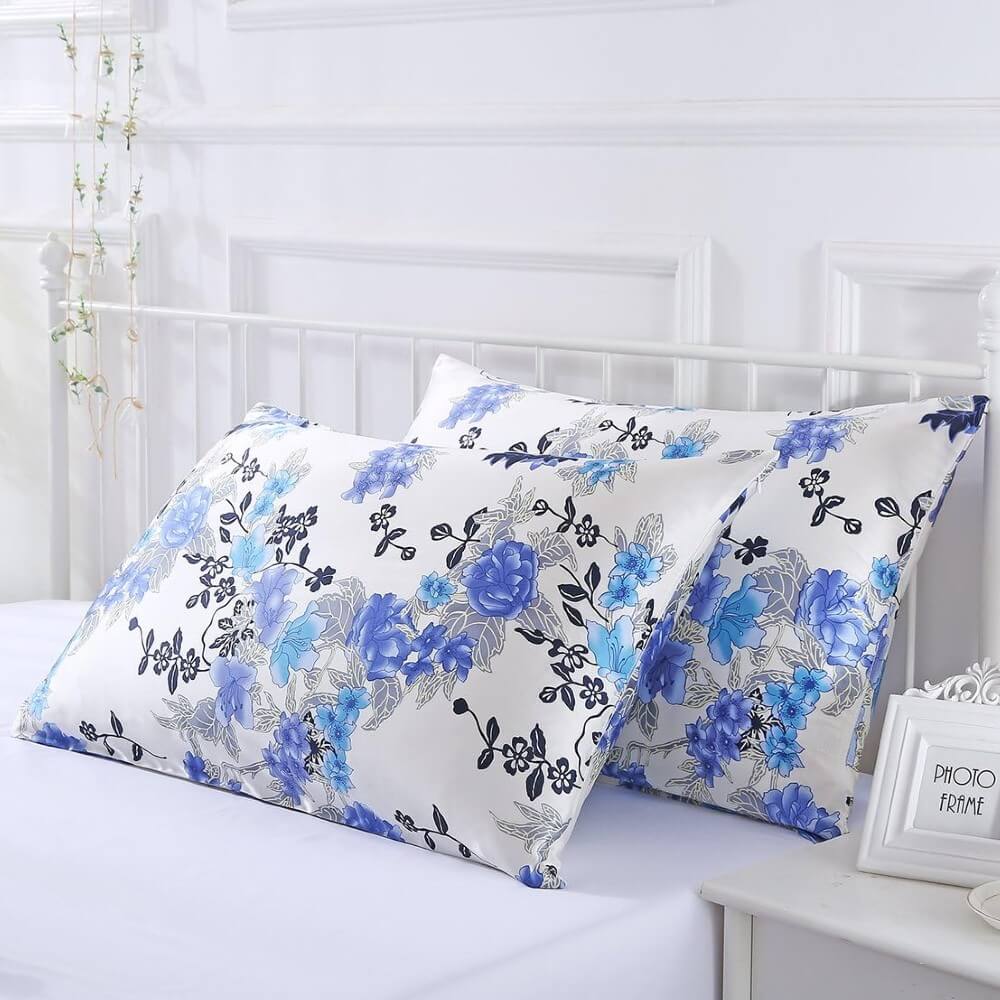 100% Mulberry Silk Pillowcase for Hair and Skin Natural Silk Pillow Cover Hidden Zipper Design with Floral Prints