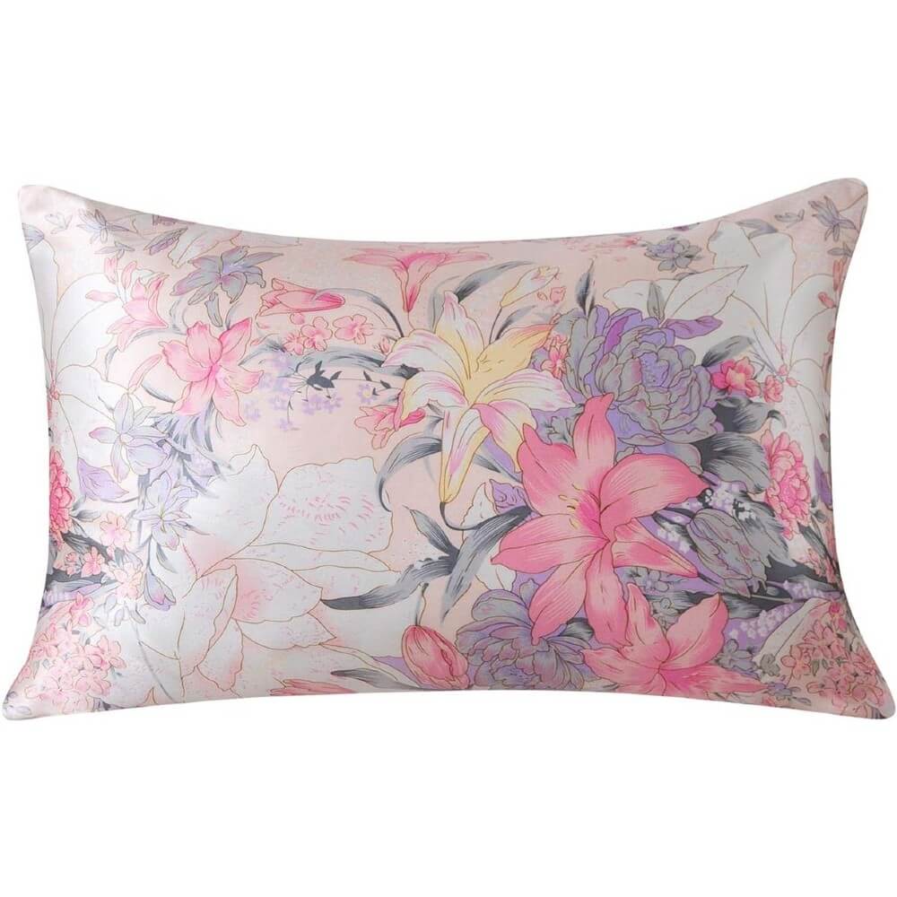 100% Mulberry Silk Pillowcase for Hair and Skin Natural Silk Pillow Cover Hidden Zipper Design with Floral Prints