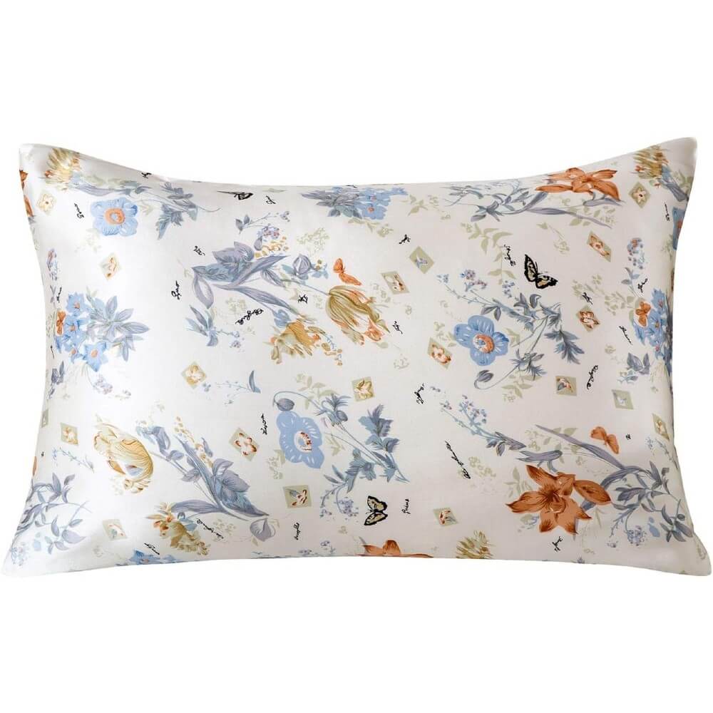 100% Mulberry Silk Pillowcase for Hair and Skin Natural Silk Pillow Cover Hidden Zipper Design with Floral Prints