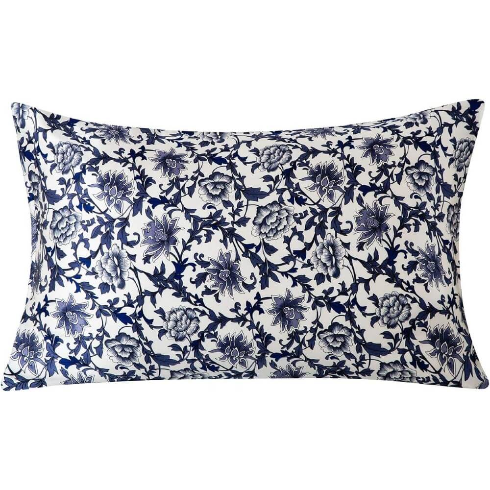 100% Mulberry Silk Pillowcase for Hair and Skin Natural Silk Pillow Cover Hidden Zipper Design with Floral Prints