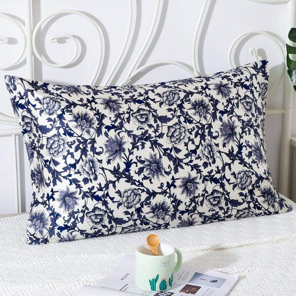 100% Mulberry Silk Pillowcase for Hair and Skin Natural Silk Pillow Cover Hidden Zipper Design with Floral Prints