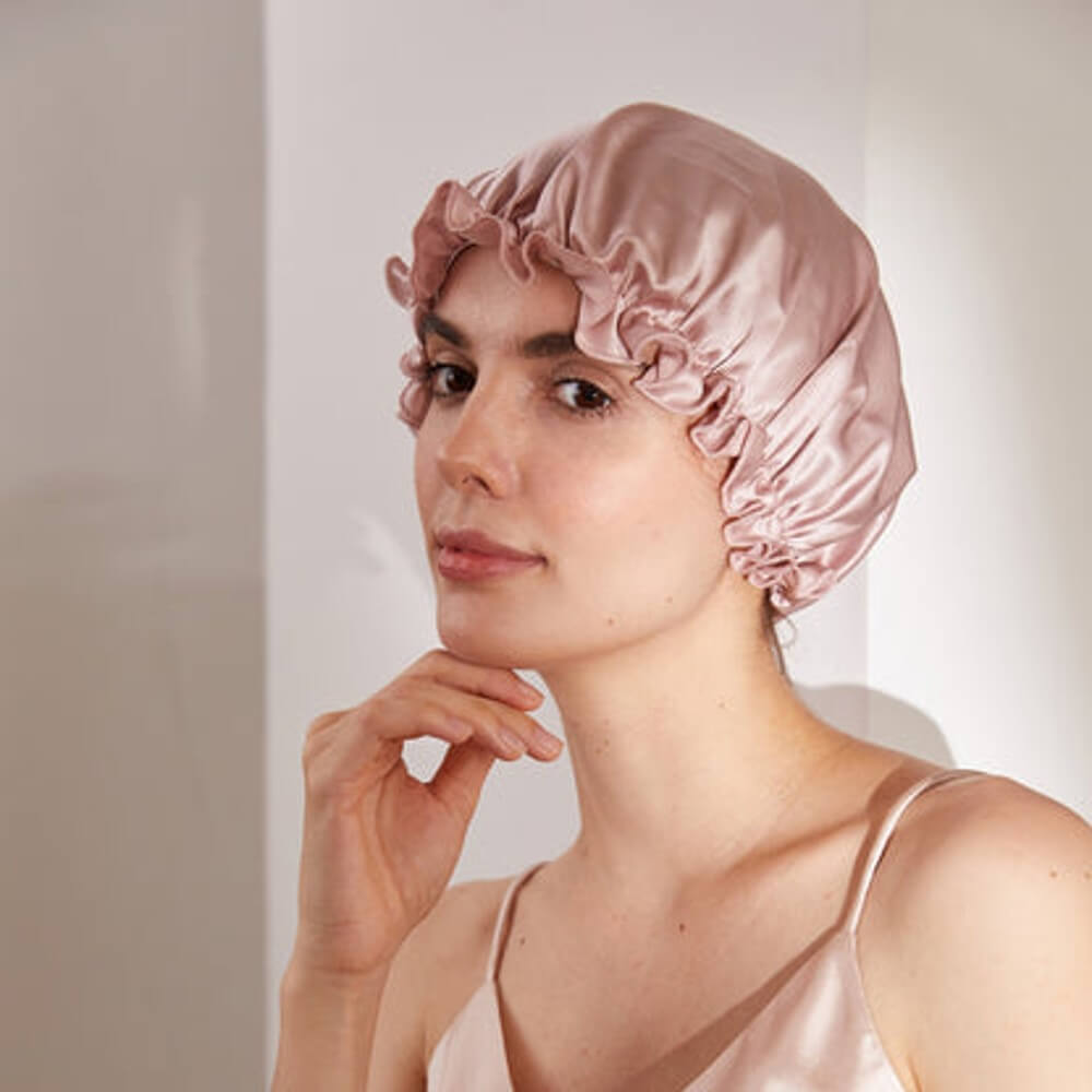 100% Mulberry Silk Sleep Cap for Curly Hair Silk Night Bonnet with Elastic Band