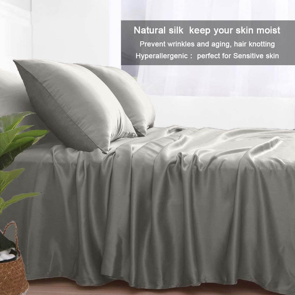 100% Mulberry Silk Pillowcase for Hair and Skin Soft Smooth Natural Silk Cover with Zipper Closure