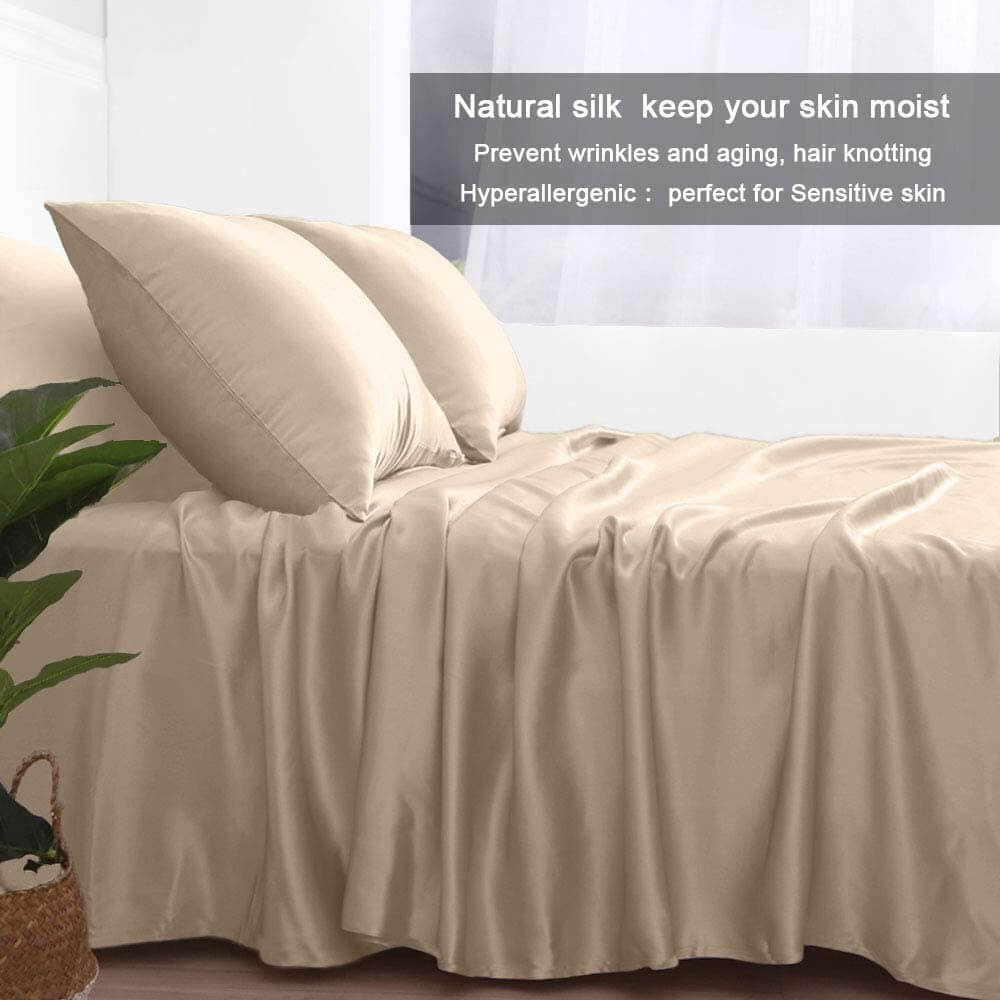 100% Mulberry Silk Pillowcase for Hair and Skin Soft Smooth Natural Silk Cover with Zipper Closure