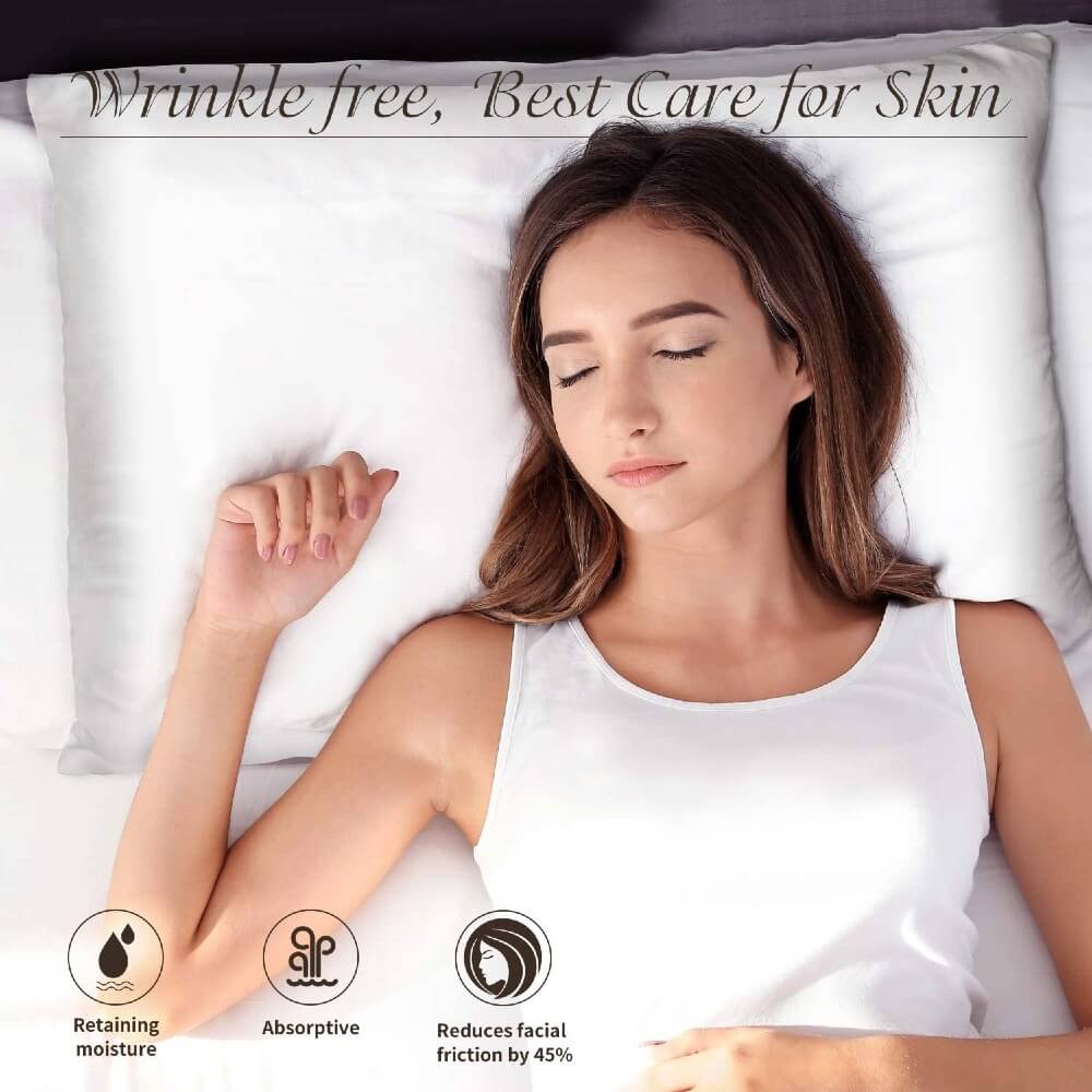 100% Mulberry Silk Pillowcase for Hair and Skin Soft Smooth Natural Silk Cover with Zipper Closure