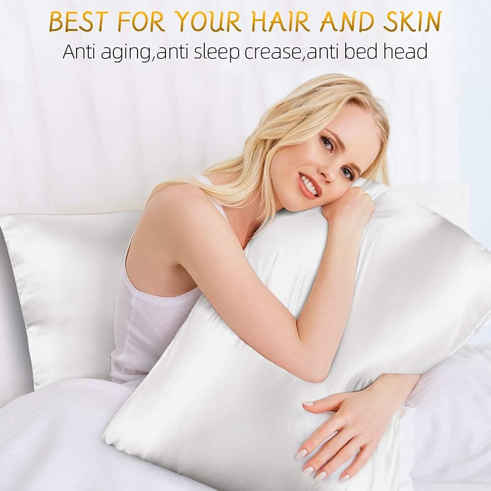 100% Mulberry Silk Pillowcase for Hair and Skin Soft Smooth Natural Silk Cover with Zipper Closure