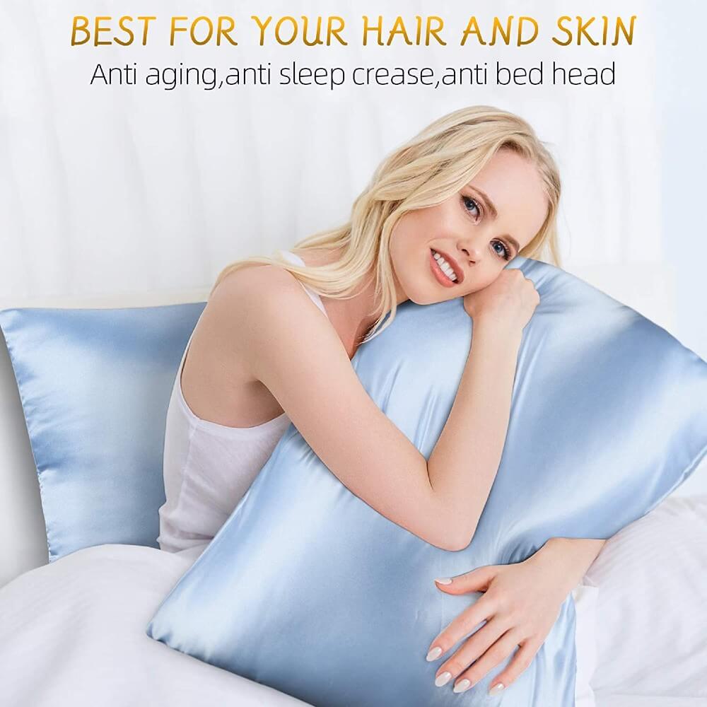 100% Mulberry Silk Pillowcase for Hair and Skin Soft Smooth Natural Silk Cover with Zipper Closure