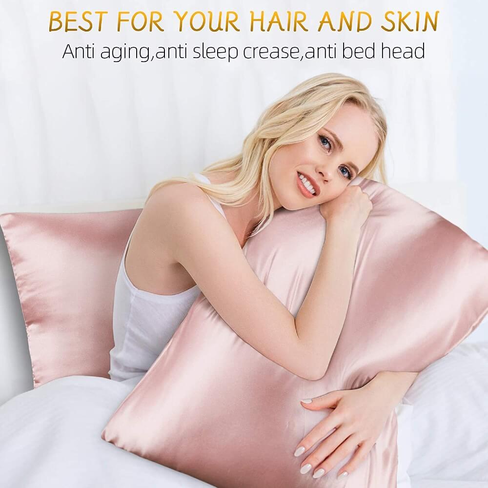 100% Mulberry Silk Pillowcase for Hair and Skin Soft Smooth Natural Silk Cover with Zipper Closure