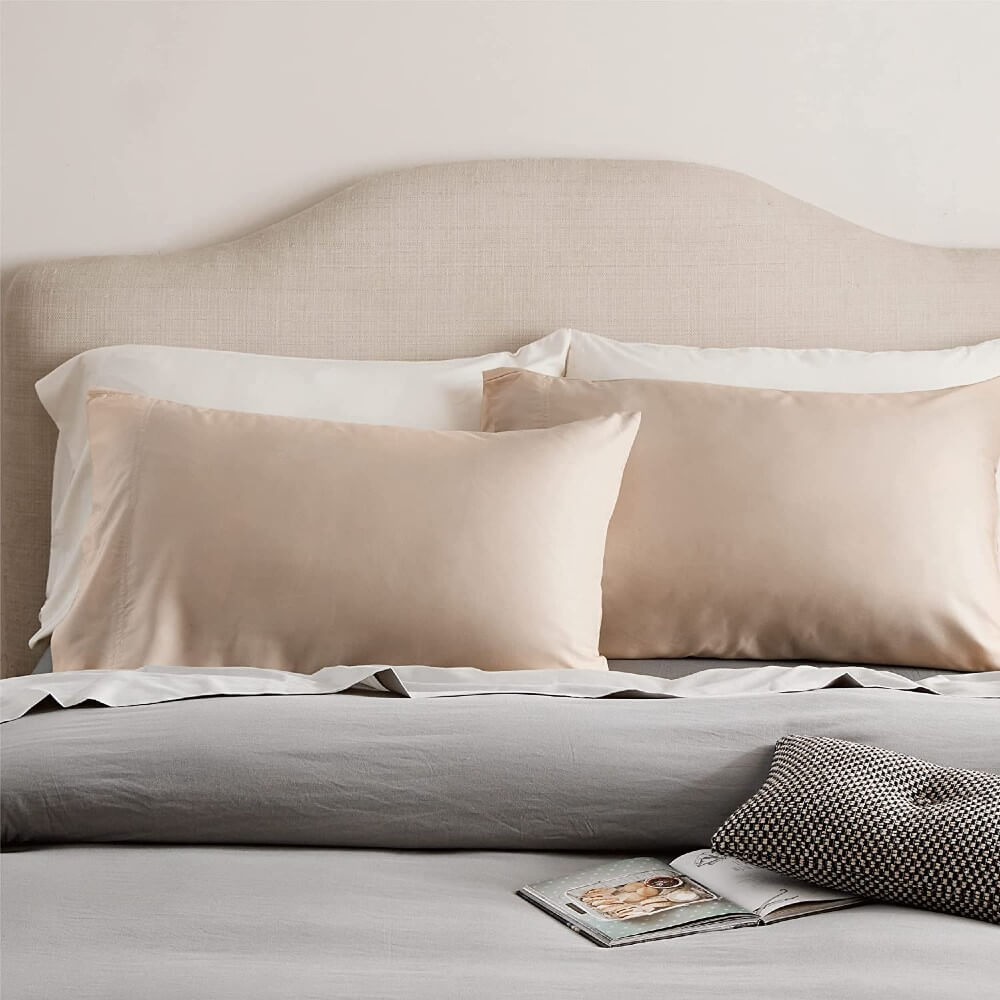 100% Bamboo Cooling Pillow Case Pillowcase Viscose Silky Pillow Covers with Envelope Closure - 2 Pack