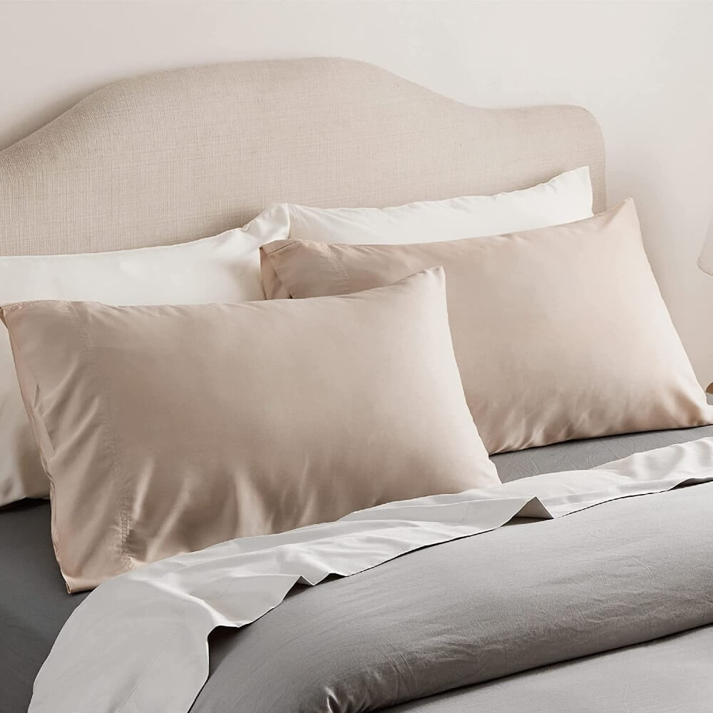 100% Bamboo Cooling Pillow Case Pillowcase Viscose Silky Pillow Covers with Envelope Closure - 2 Pack