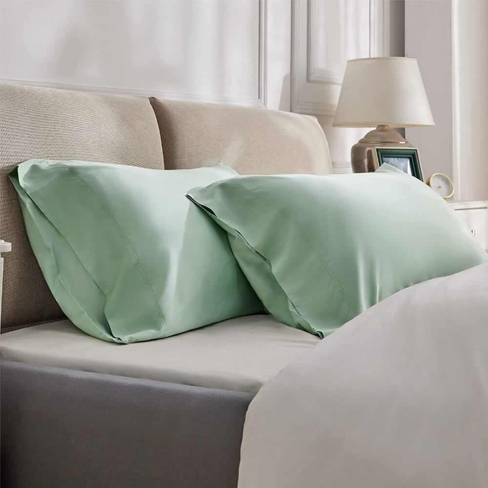 100% Bamboo Cooling Pillow Case Pillowcase Viscose Silky Pillow Covers with Envelope Closure - 2 Pack