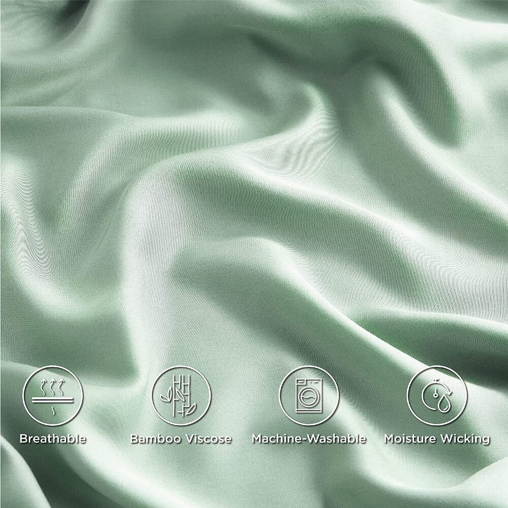 100% Bamboo Cooling Pillow Case Pillowcase Viscose Silky Pillow Covers with Envelope Closure - 2 Pack
