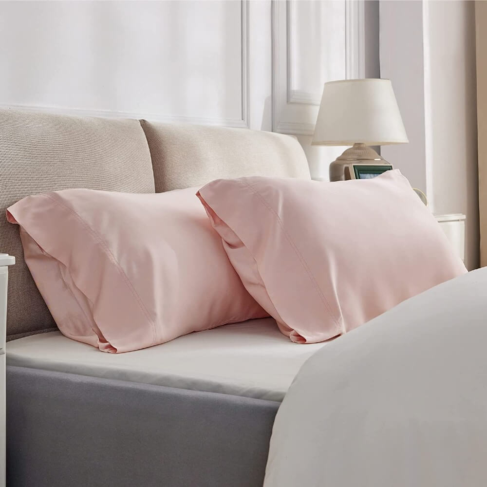 100% Bamboo Cooling Pillow Case Pillowcase Viscose Silky Pillow Covers with Envelope Closure - 2 Pack