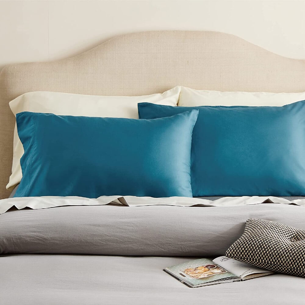 100% Bamboo Cooling Pillow Case Pillowcase Viscose Silky Pillow Covers with Envelope Closure - 2 Pack