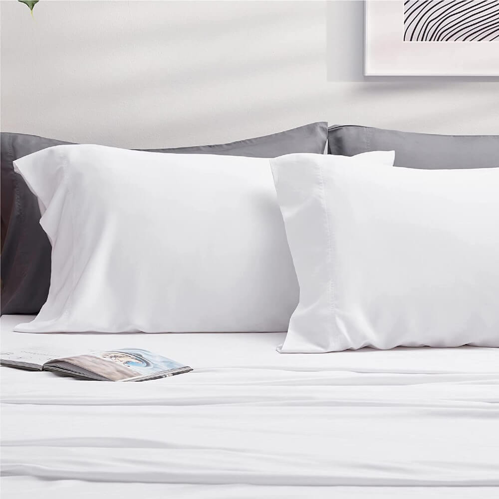 100% Bamboo Cooling Pillow Case Pillowcase Viscose Silky Pillow Covers with Envelope Closure - 2 Pack
