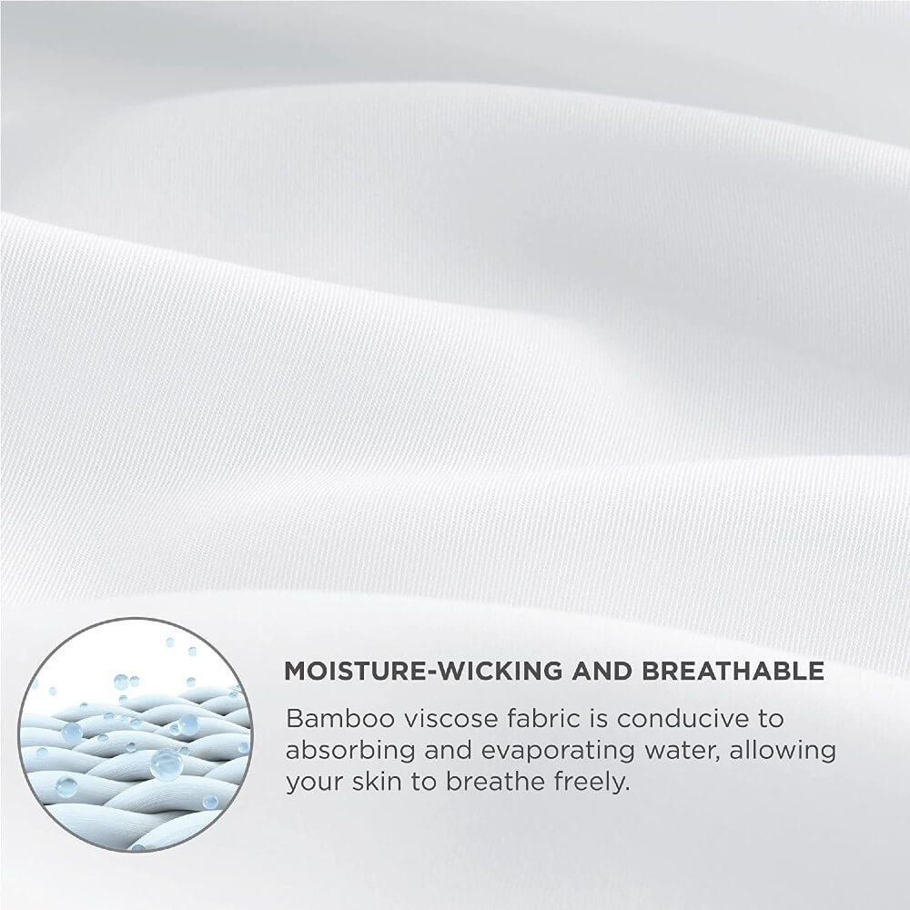 100% Bamboo Cooling Pillow Case Pillowcase Viscose Silky Pillow Covers with Envelope Closure - 2 Pack